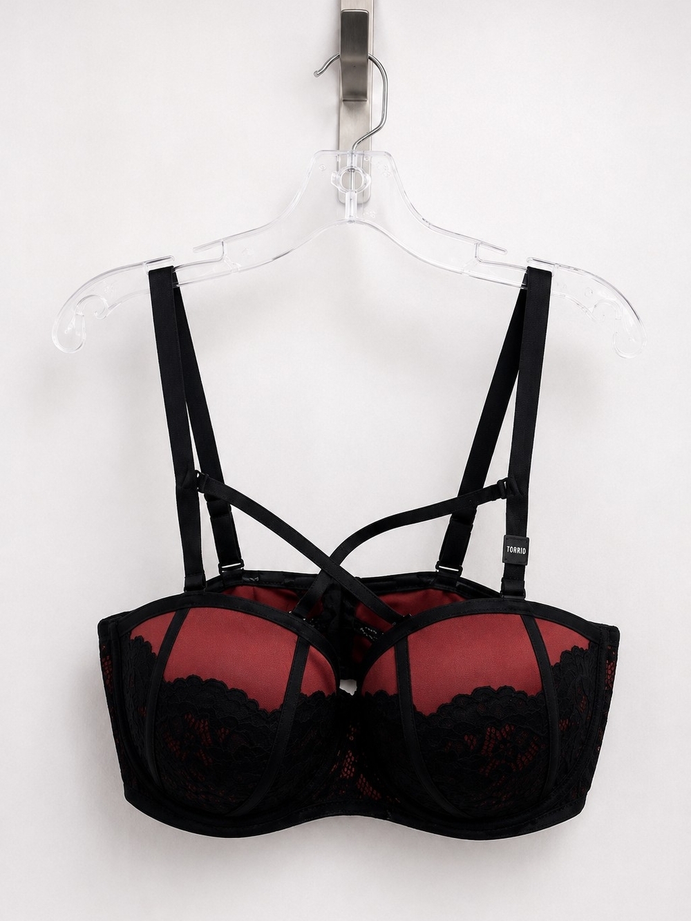 Torrid Curve Burgundy & Black Lace Convertible Push-Up Bra 40DDD NWT